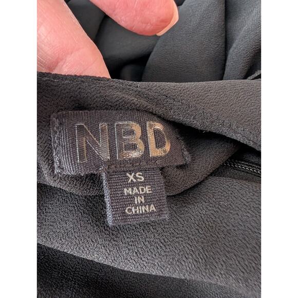 NBD Revolve Nehna Sheer Cascading Ruffle Slip Maxi Gown XS Gothic Fairy Glam - Picture 13 of 15